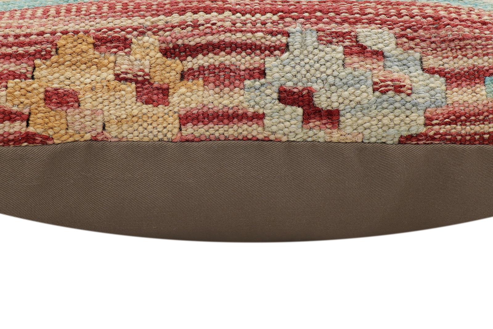 handmade Traditional Pillow Red Blue Hand-Woven SQUARE 100% WOOL Hand woven turkish pillow2' x 2'