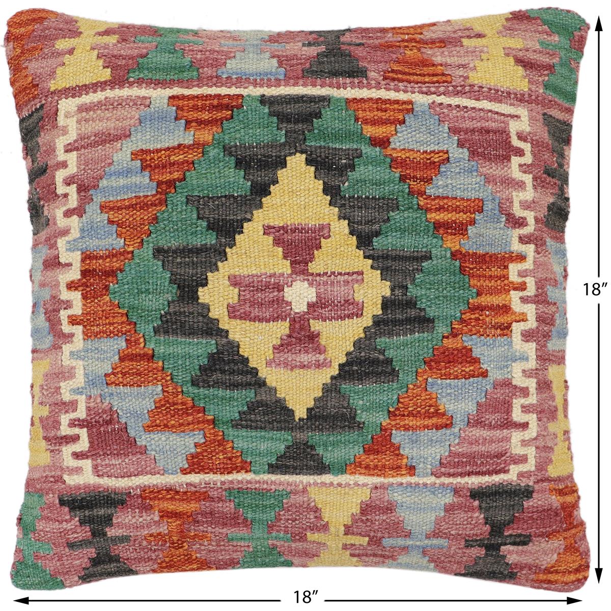 handmade Traditional Pillow Rust Red Hand-made SQUARE 100% WOOL Hand woven turkish pillow2' x 2'