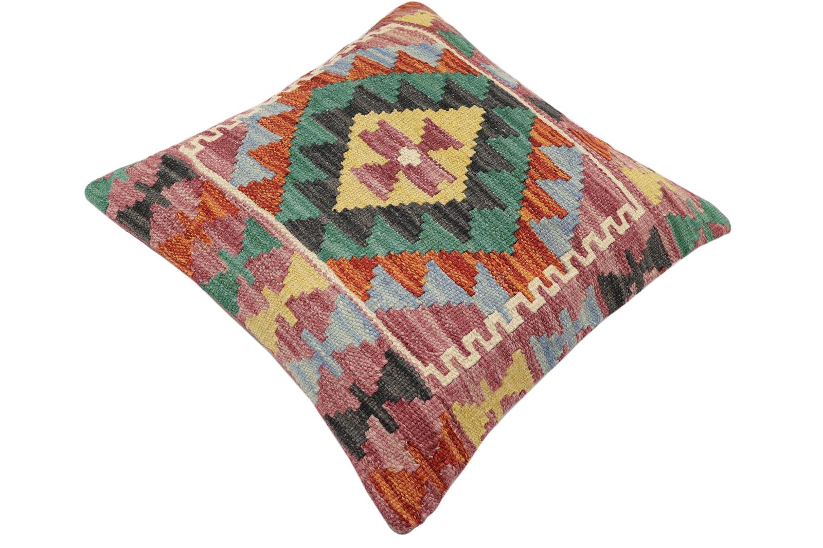 handmade Traditional Pillow Rust Red Hand-made SQUARE 100% WOOL Hand woven turkish pillow2' x 2'