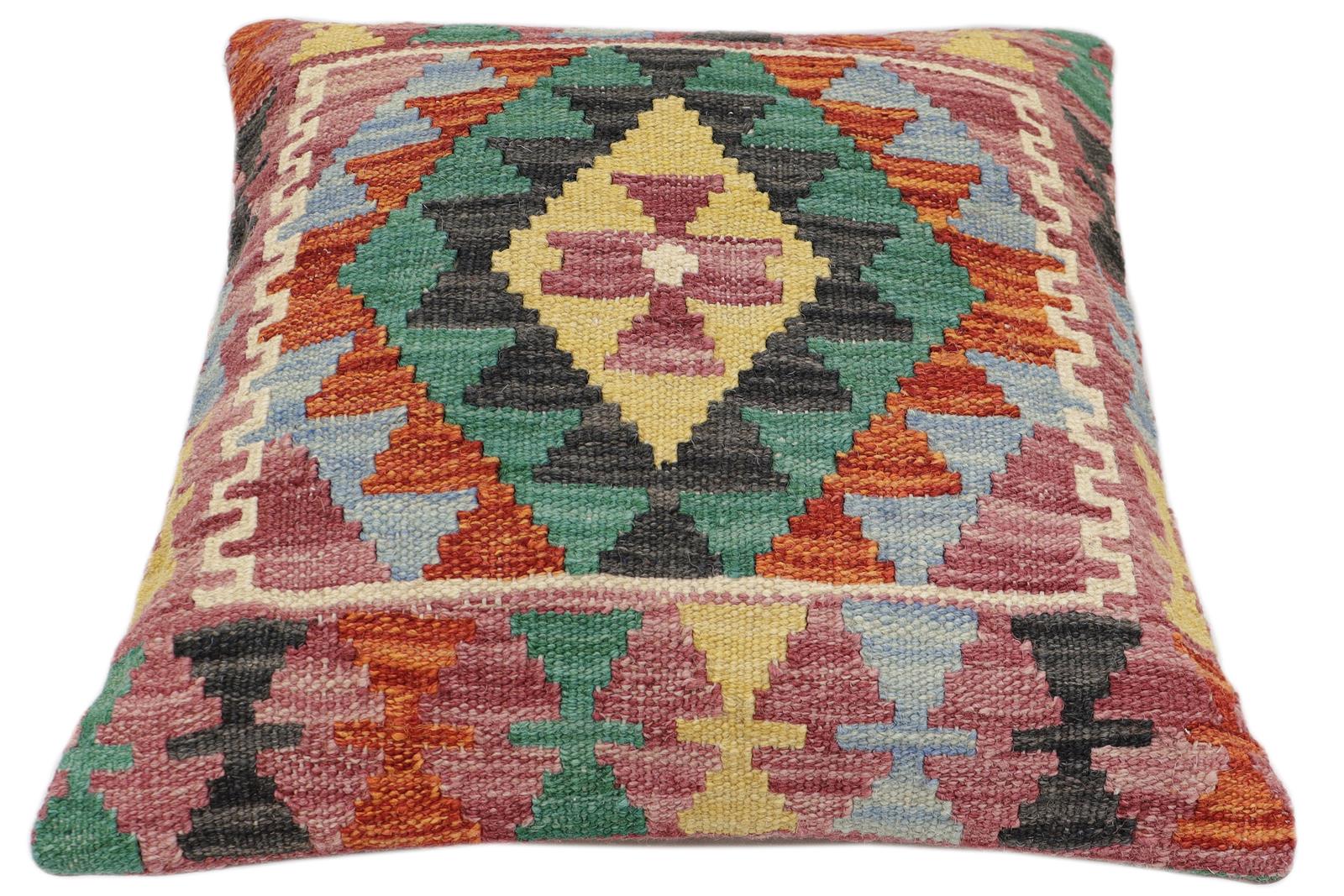 handmade Traditional Pillow Rust Red Hand-made SQUARE 100% WOOL Hand woven turkish pillow2' x 2'