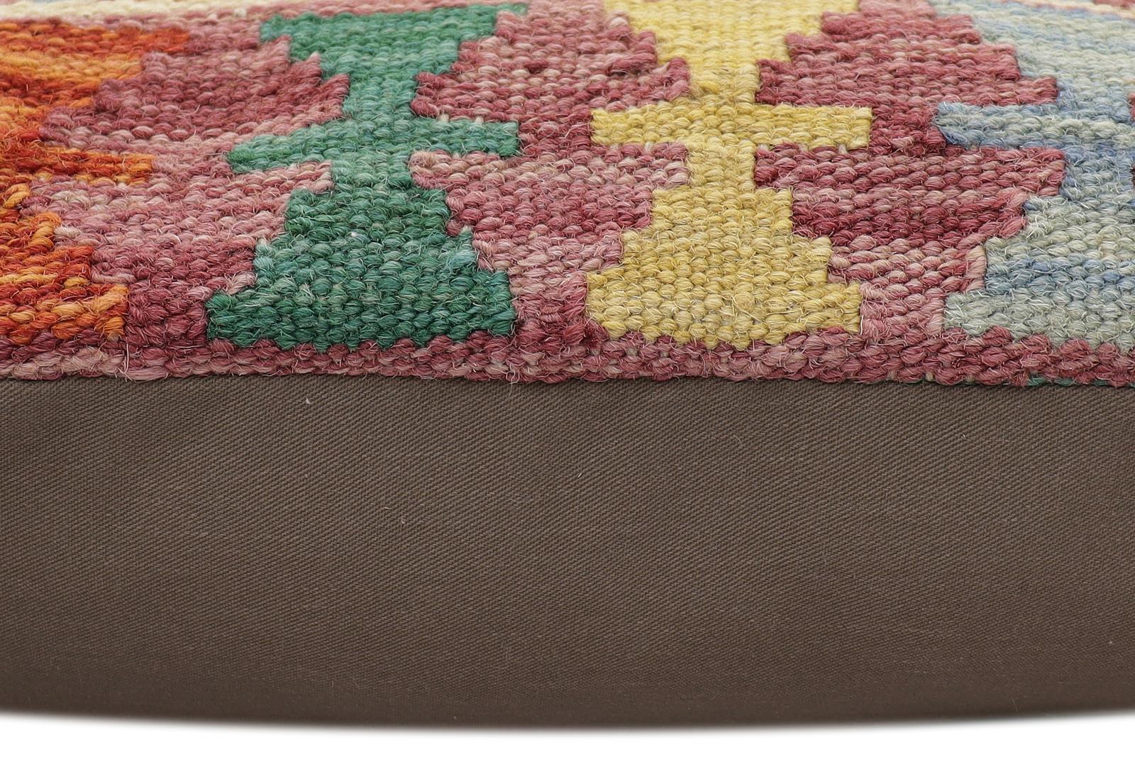 handmade Traditional Pillow Rust Red Hand-made SQUARE 100% WOOL Hand woven turkish pillow2' x 2'
