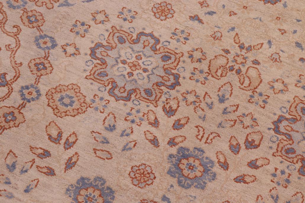 handmade Geometric Kafkaz Chobi Ziegler Ivory Pink Hand Knotted RECTANGLE 100% WOOL area rug 9 x 12