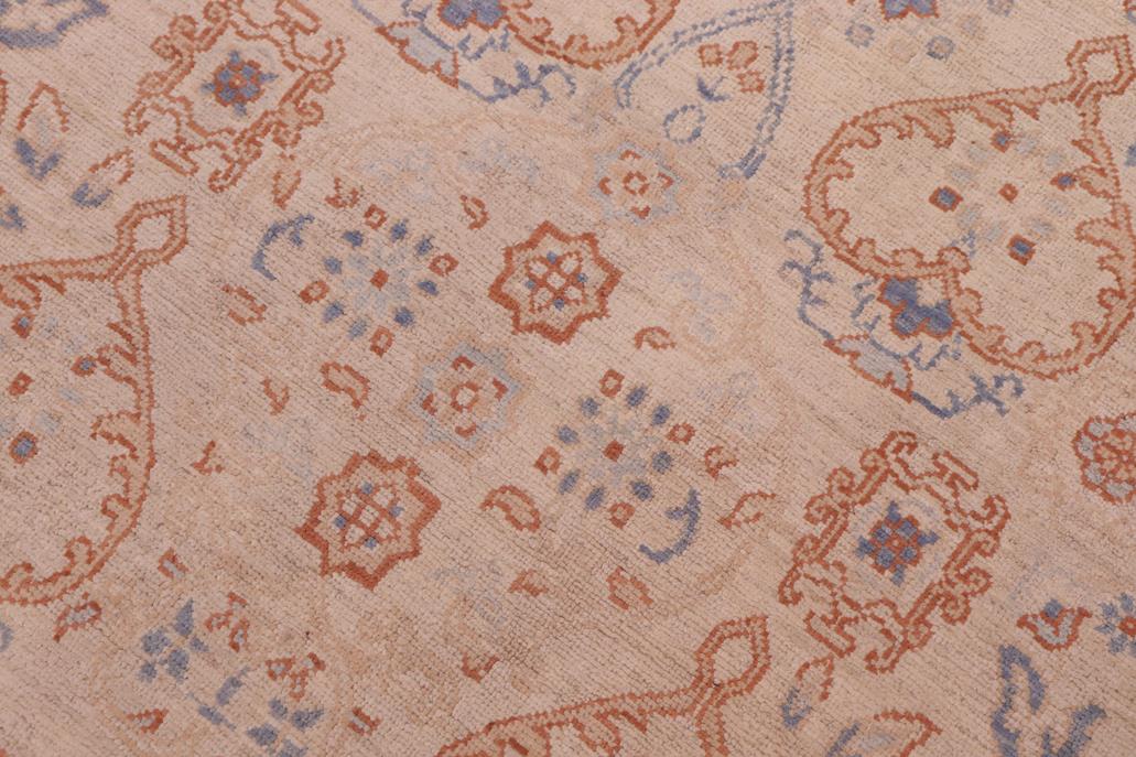 handmade Geometric Kafkaz Chobi Ziegler Ivory Pink Hand Knotted RECTANGLE 100% WOOL area rug 9 x 12