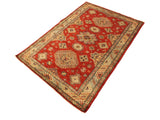 handmade Geometric Super Kazak Red Tan Hand Knotted RECTANGLE 100% WOOL area rug 4x6