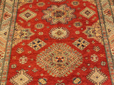handmade Geometric Super Kazak Red Tan Hand Knotted RECTANGLE 100% WOOL area rug 4x6