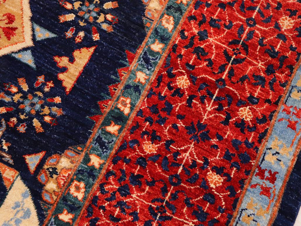 handmade Geometric Mamluk Blue Red Hand Knotted RECTANGLE 100% WOOL area rug 9x12