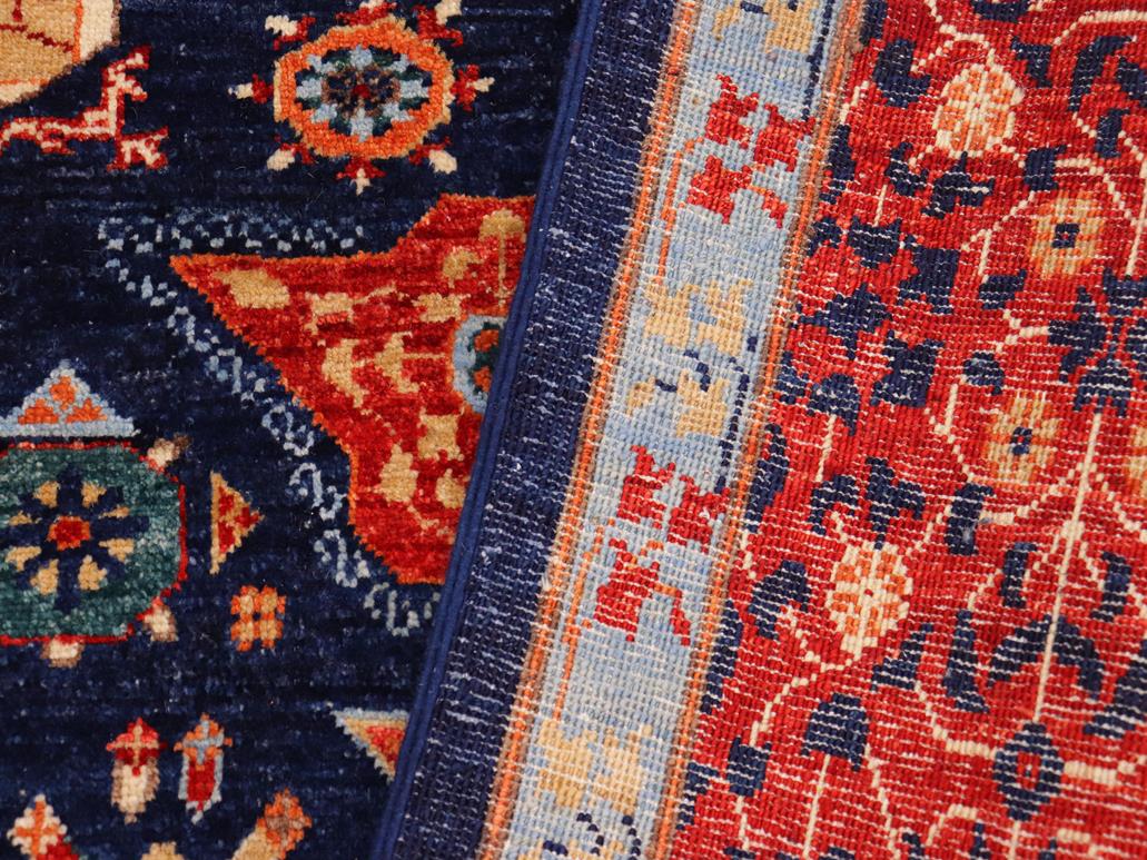 handmade Geometric Mamluk Blue Red Hand Knotted RECTANGLE 100% WOOL area rug 9x12