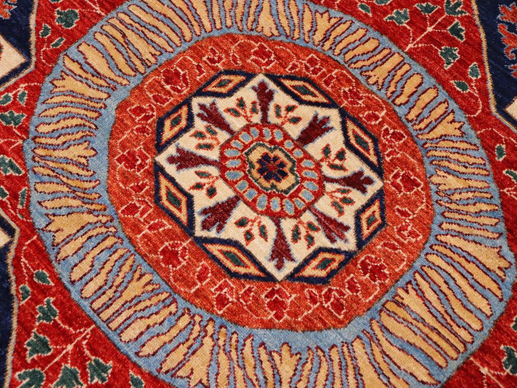handmade Geometric Mamluk Blue Rust Hand Knotted RECTANGLE 100% WOOL area rug 9x12