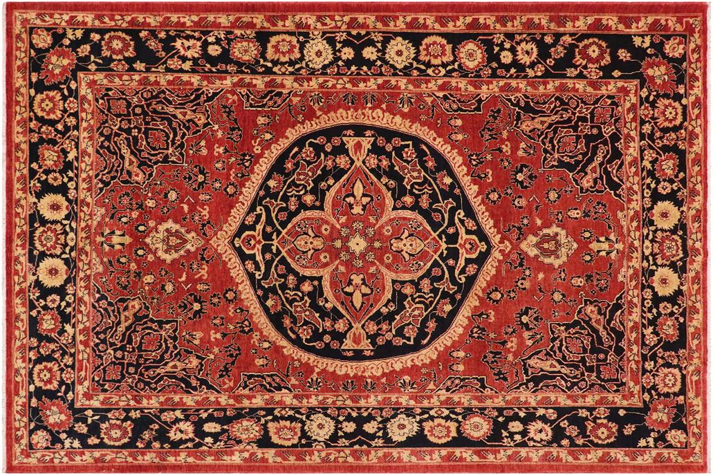 handmade Geometric Kafkaz Chobi Ziegler Rust Blue Hand Knotted RECTANGLE 100% WOOL area rug 10 x 14