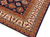 handmade Geometric Super Kazak Blue Beige Hand Knotted RECTANGLE 100% WOOL area rug 9x12