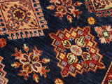 handmade Geometric Super Kazak Blue Beige Hand Knotted RECTANGLE 100% WOOL area rug 9x12