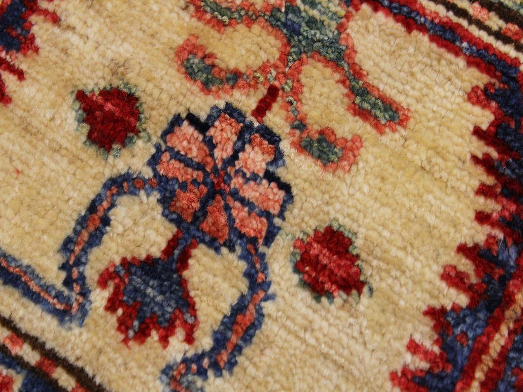 handmade Geometric Super Kazak Blue Beige Hand Knotted RECTANGLE 100% WOOL area rug 9x12