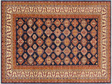 handmade Geometric Super Kazak Blue Beige Hand Knotted RECTANGLE 100% WOOL area rug 9x12