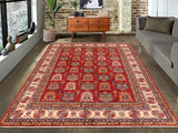 handmade Geometric Super Kazak Red Beige Hand Knotted RECTANGLE 100% WOOL area rug 10x14