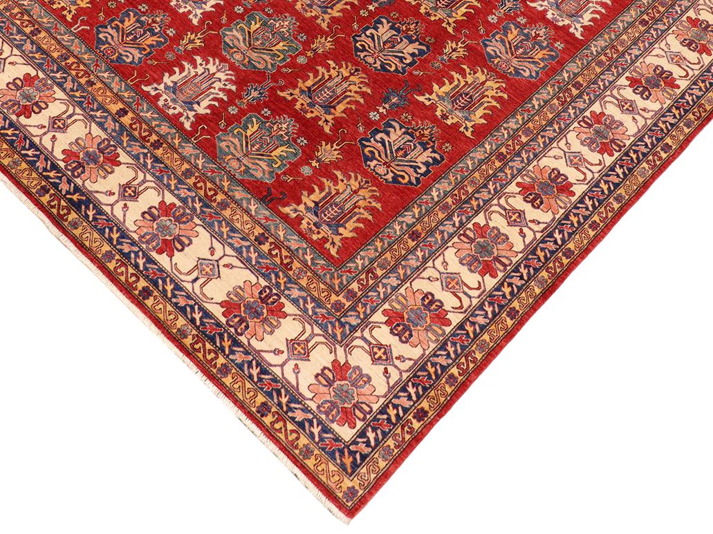 handmade Geometric Super Kazak Red Beige Hand Knotted RECTANGLE 100% WOOL area rug 10x14