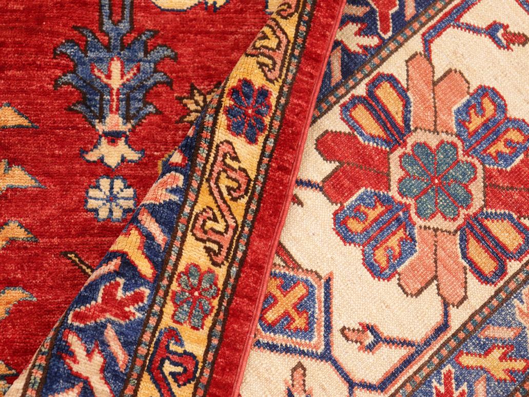 handmade Geometric Super Kazak Red Beige Hand Knotted RECTANGLE 100% WOOL area rug 10x14