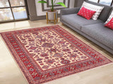 handmade Geometric Super Kazak Beige Red Hand Knotted RECTANGLE 100% WOOL area rug 8x10