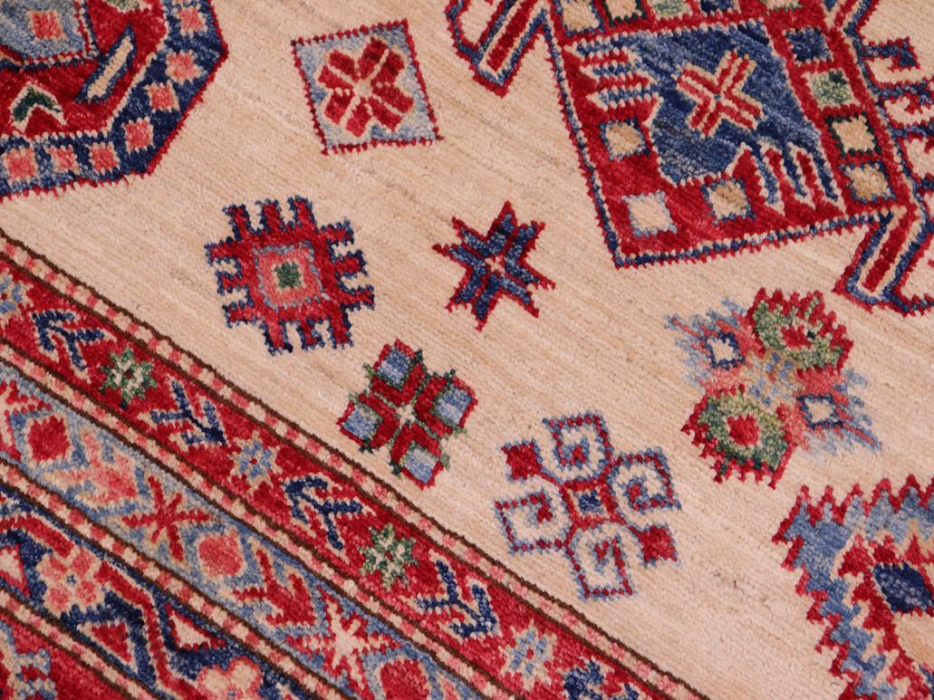 handmade Geometric Super Kazak Beige Red Hand Knotted RECTANGLE 100% WOOL area rug 8x10