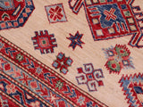 handmade Geometric Super Kazak Beige Red Hand Knotted RECTANGLE 100% WOOL area rug 8x10