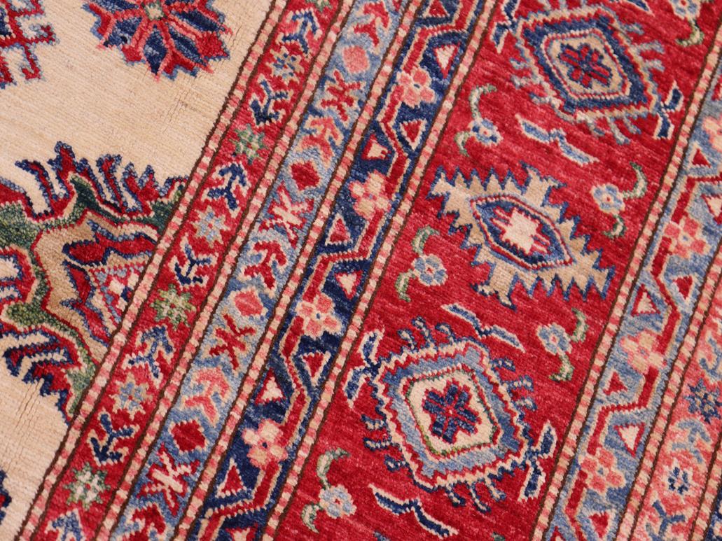 handmade Geometric Super Kazak Beige Red Hand Knotted RECTANGLE 100% WOOL area rug 8x10