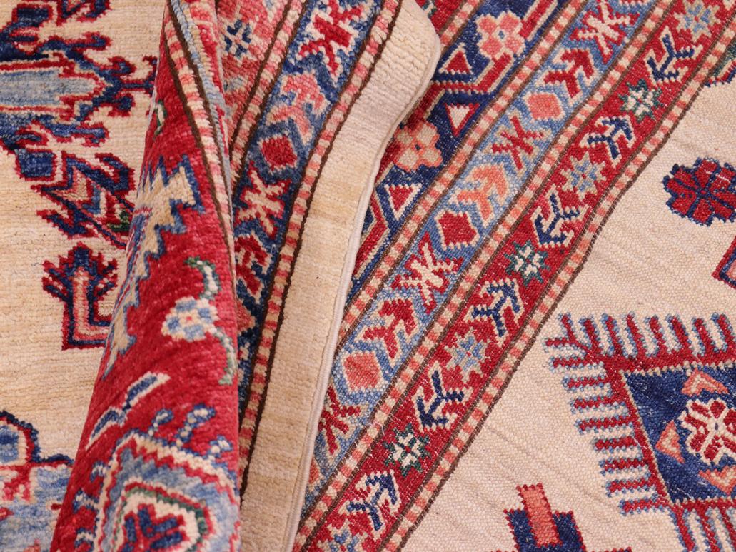 handmade Geometric Super Kazak Beige Red Hand Knotted RECTANGLE 100% WOOL area rug 8x10