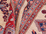 handmade Geometric Super Kazak Beige Red Hand Knotted RECTANGLE 100% WOOL area rug 8x10