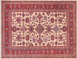 Rustic Super Kazak Caryn Beige/Red Wool Rug - 8'1'' x 9'7''
