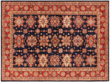 Rustic Super Kazak Ashley Blue/Red Wool Rug - 8'2'' x 10'4''