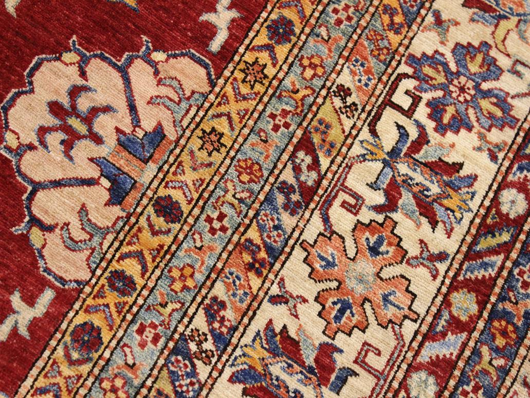 handmade Geometric Super Kazak Red Beige Hand Knotted RECTANGLE 100% WOOL area rug 9x12
