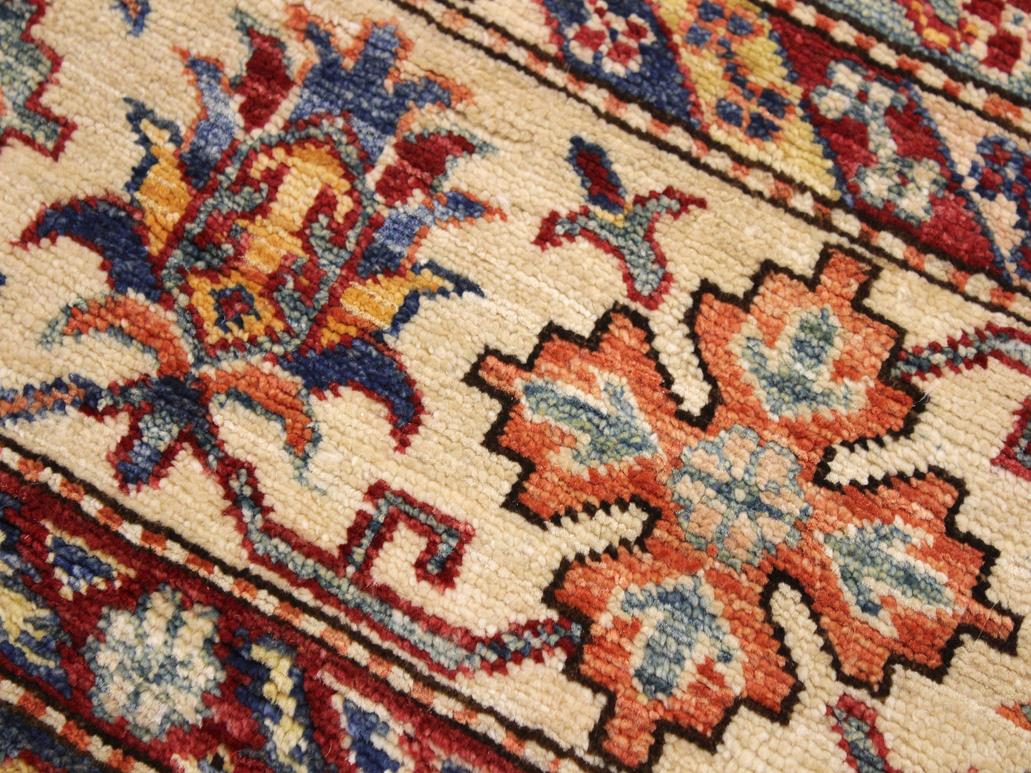 handmade Geometric Super Kazak Red Beige Hand Knotted RECTANGLE 100% WOOL area rug 9x12