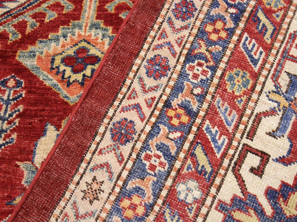 handmade Geometric Super Kazak Red Beige Hand Knotted RECTANGLE 100% WOOL area rug 9x12