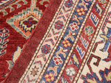 handmade Geometric Super Kazak Red Beige Hand Knotted RECTANGLE 100% WOOL area rug 9x12