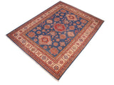 handmade Geometric Super Kazak Blue Beige Hand Knotted RECTANGLE 100% WOOL area rug 8x10