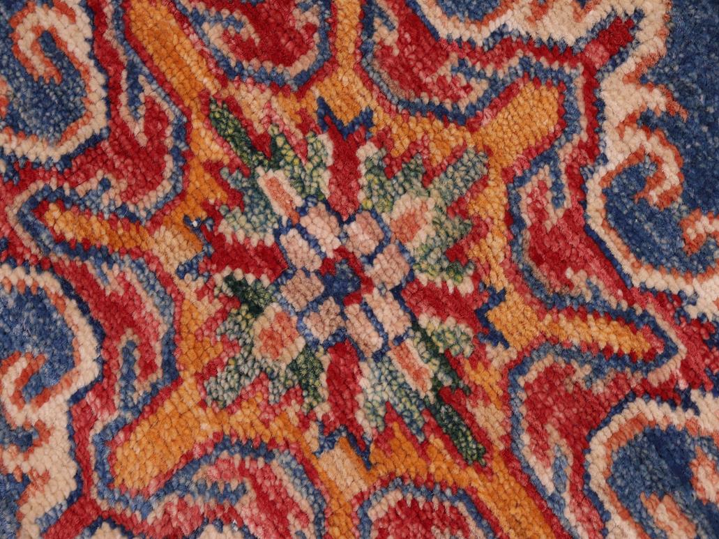 handmade Geometric Super Kazak Blue Beige Hand Knotted RECTANGLE 100% WOOL area rug 8x10