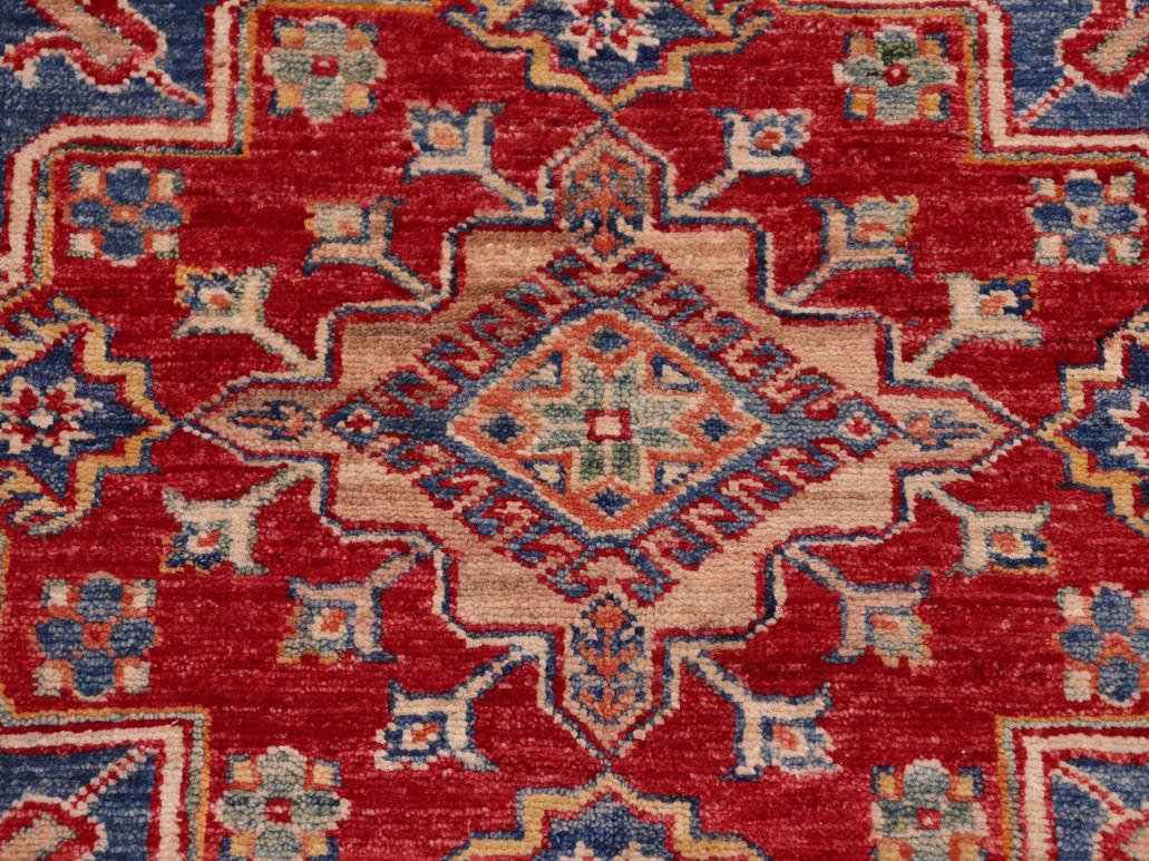 handmade Geometric Super Kazak Blue Beige Hand Knotted RECTANGLE 100% WOOL area rug 8x10