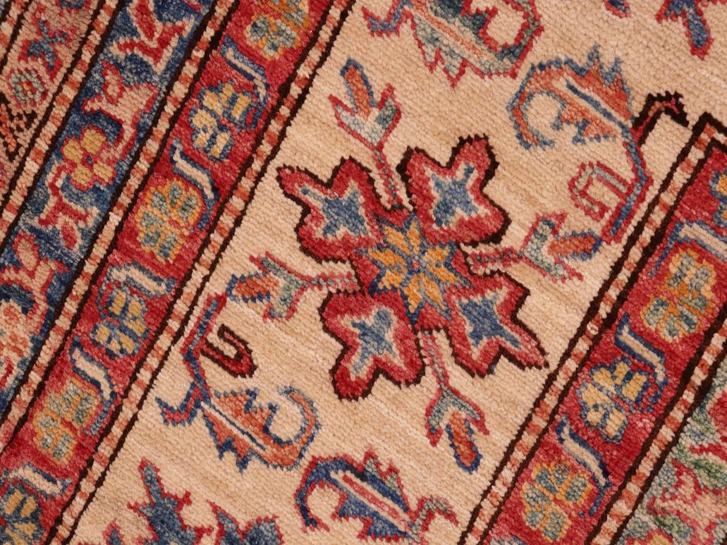 handmade Geometric Super Kazak Blue Beige Hand Knotted RECTANGLE 100% WOOL area rug 8x10