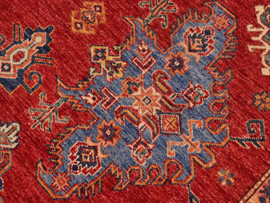 handmade Geometric Super Kazak Red Beige Hand Knotted RECTANGLE 100% WOOL area rug 9x13