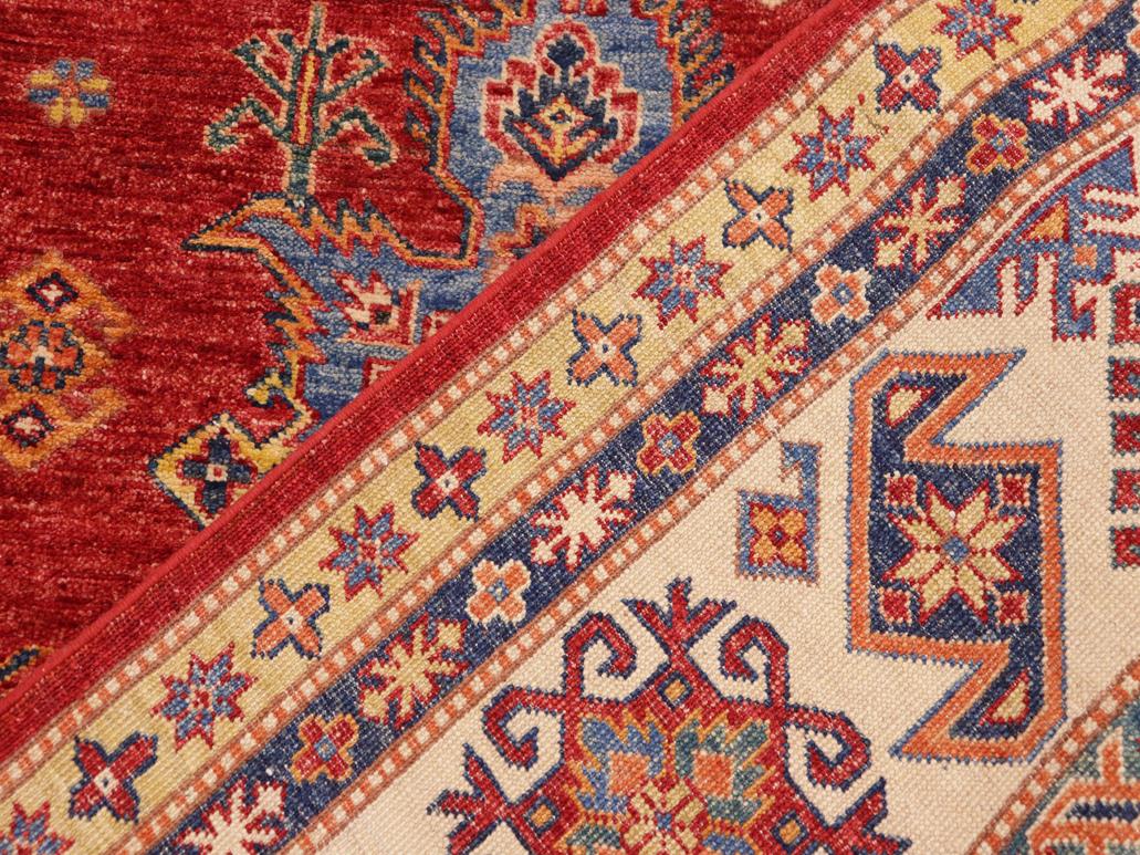 handmade Geometric Super Kazak Red Beige Hand Knotted RECTANGLE 100% WOOL area rug 9x13