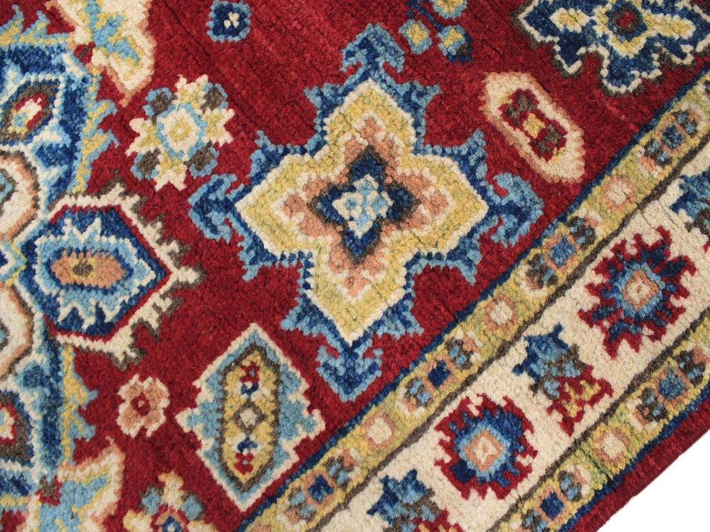 handmade Geometric Kazak Red Beige Hand Knotted RECTANGLE 100% WOOL area rug 3x4