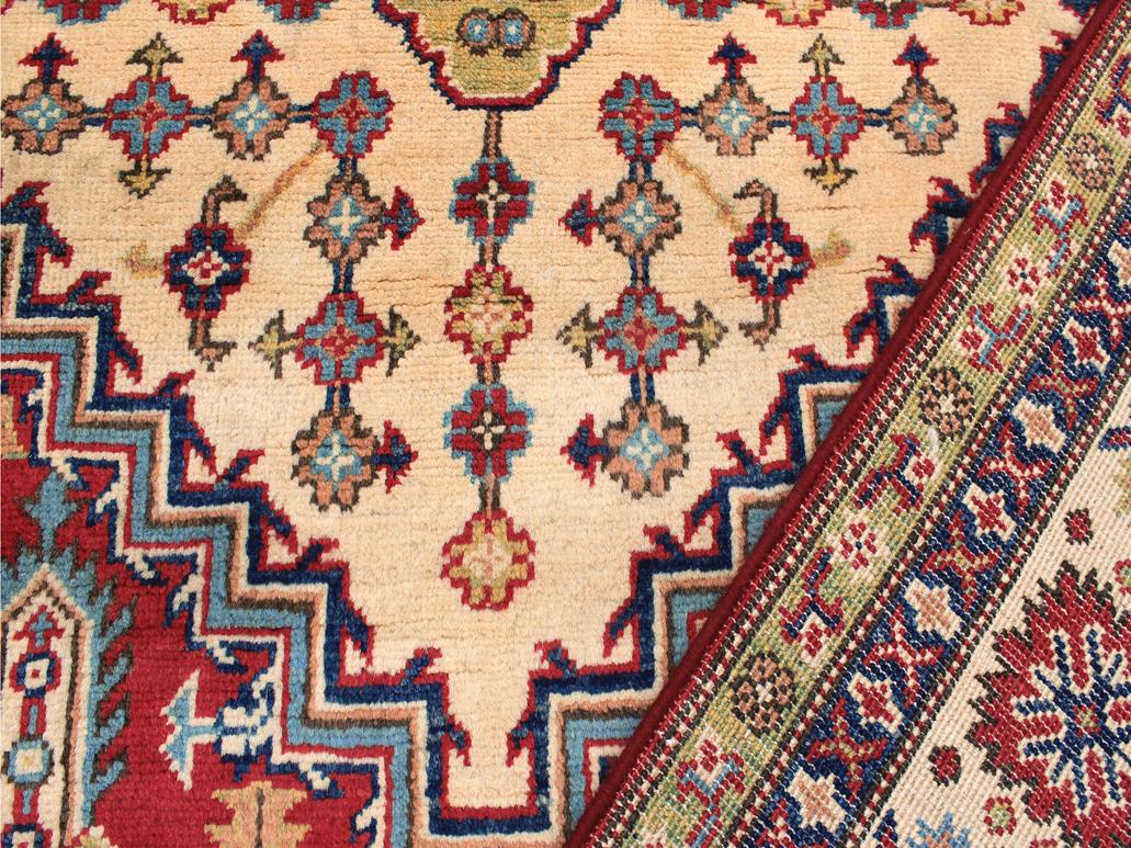 handmade Geometric Kazak Red Beige Hand Knotted RECTANGLE 100% WOOL area rug 6x8