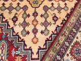 handmade Geometric Kazak Red Beige Hand Knotted RECTANGLE 100% WOOL area rug 6x8