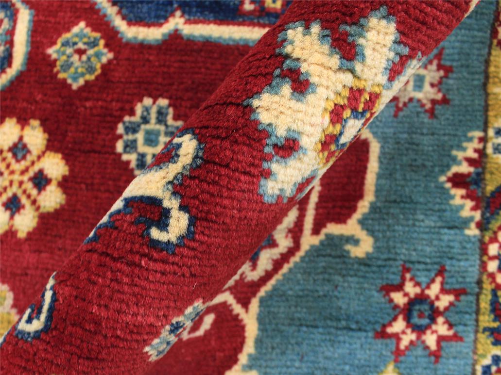 handmade Geometric Kazak Red Beige Hand Knotted RECTANGLE 100% WOOL area rug 6x9