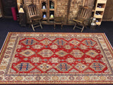 handmade Geometric Kazak Red Beige Hand Knotted RECTANGLE 100% WOOL area rug 9x12
