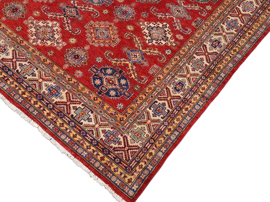 handmade Geometric Super Kazak Red Beige Hand Knotted RECTANGLE 100% WOOL area rug 8x10