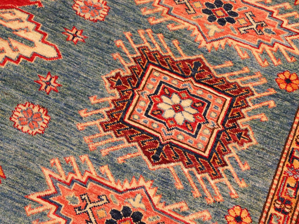 handmade Geometric Super Kazak Green Beige Hand Knotted RECTANGLE 100% WOOL area rug 8x10