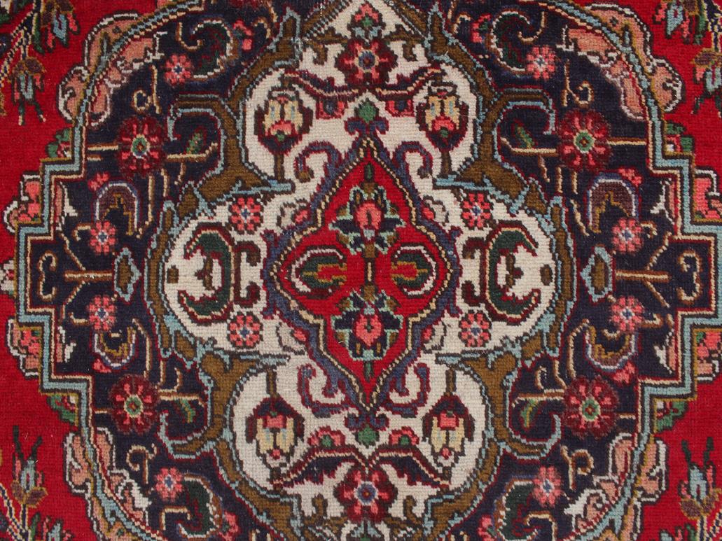 handmade Medallion, Traditional Tabriz Red Blue Hand Knotted RECTANGLE 100% WOOL area rug 7x11