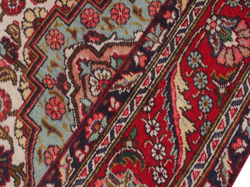 handmade Medallion, Traditional Tabriz Red Blue Hand Knotted RECTANGLE 100% WOOL area rug 7x11