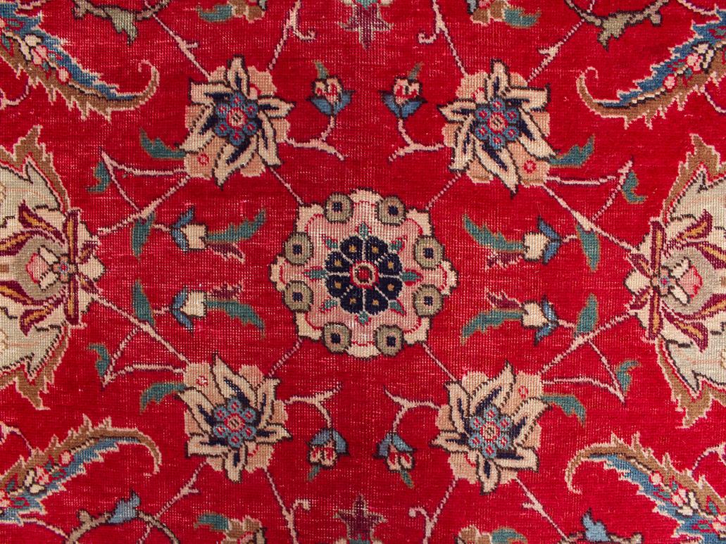 handmade Medallion, Traditional Tabriz Red Beige Hand Knotted RECTANGLE 100% WOOL area rug 10x13