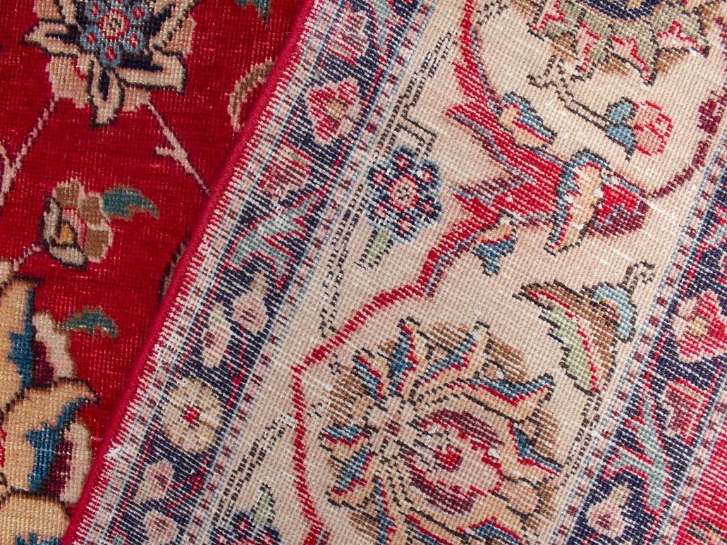 handmade Medallion, Traditional Tabriz Red Beige Hand Knotted RECTANGLE 100% WOOL area rug 10x13