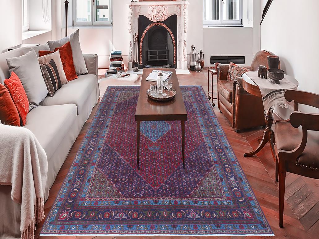 handmade Medallion, Traditional Tabriz Red Blue Hand Knotted RECTANGLE 100% WOOL area rug 10x13